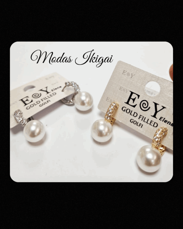 Pendientes perla plateados - Imagen 1