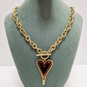 Collar corazón marrón