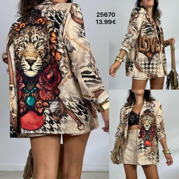 Blazer raso animal print - Imagen 2