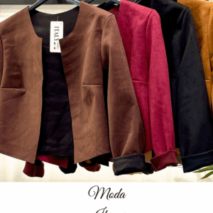 Chaqueta corta de antelina burdeos