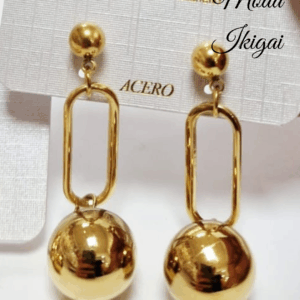 Pendientes bola dorada