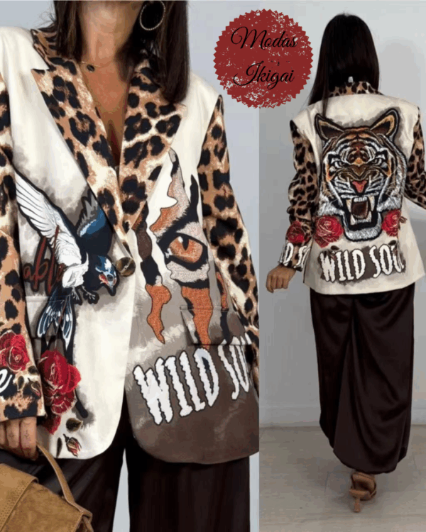 Modas Ikigai - 2025-11-10T190207.307 Blazer animal print tigre - Imagen 1