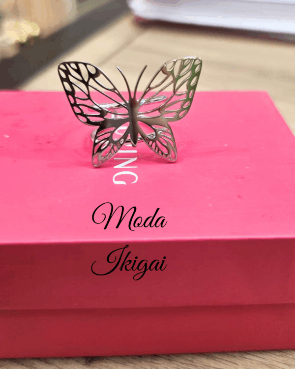 Anillo plateado mariposa - Imagen 1