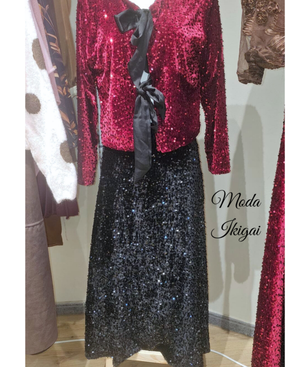 Falda de lentejuelas negra - Imagen 1