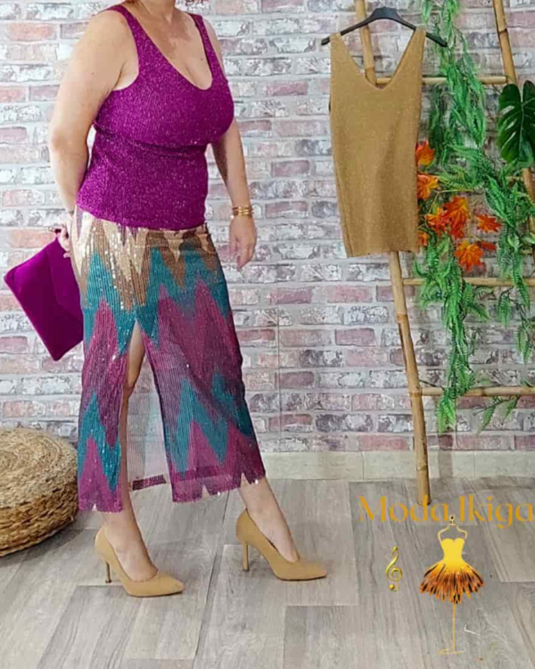 falda larga brillante - Imagen 1