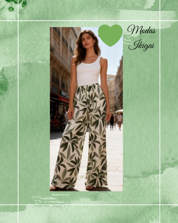 Pantalón Flores verdes - Imagen 1